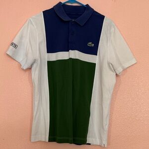 Lacoste Tricolor Polo Shirt in Blue, Green, and White